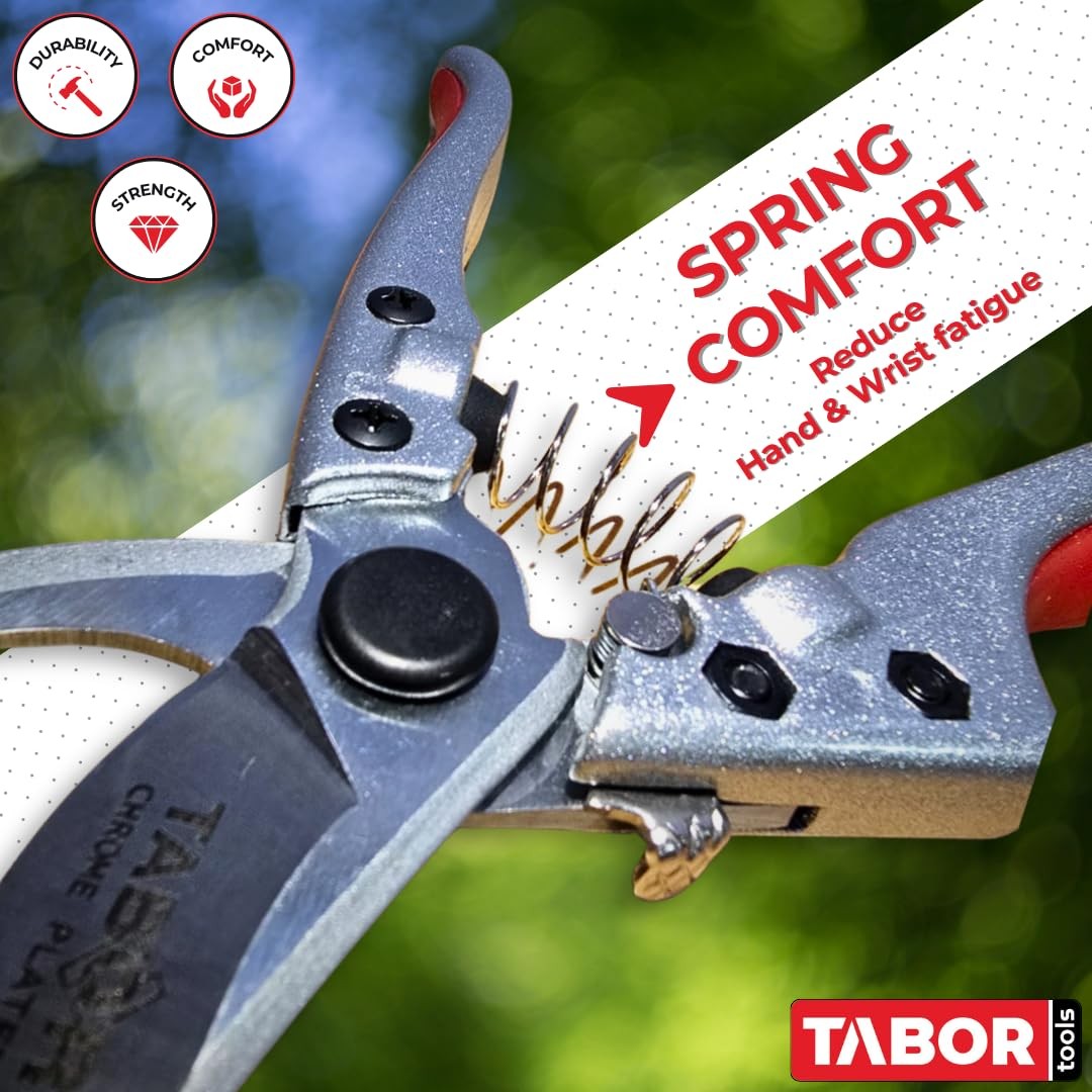 TABOR TOOLS S834A Bypass Pruning Shears, Makes Clean Cuts, Silver