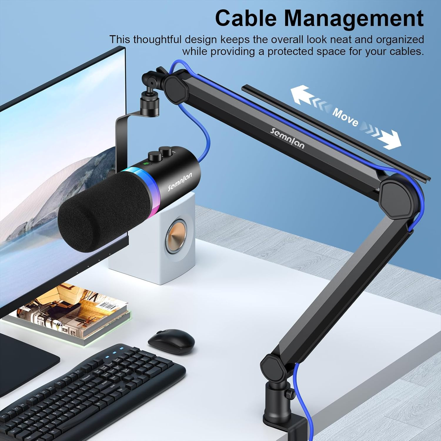 Soporte Microfono 360 Brazo Ajustable Abrazadera Canal Cable Podcast Streaming