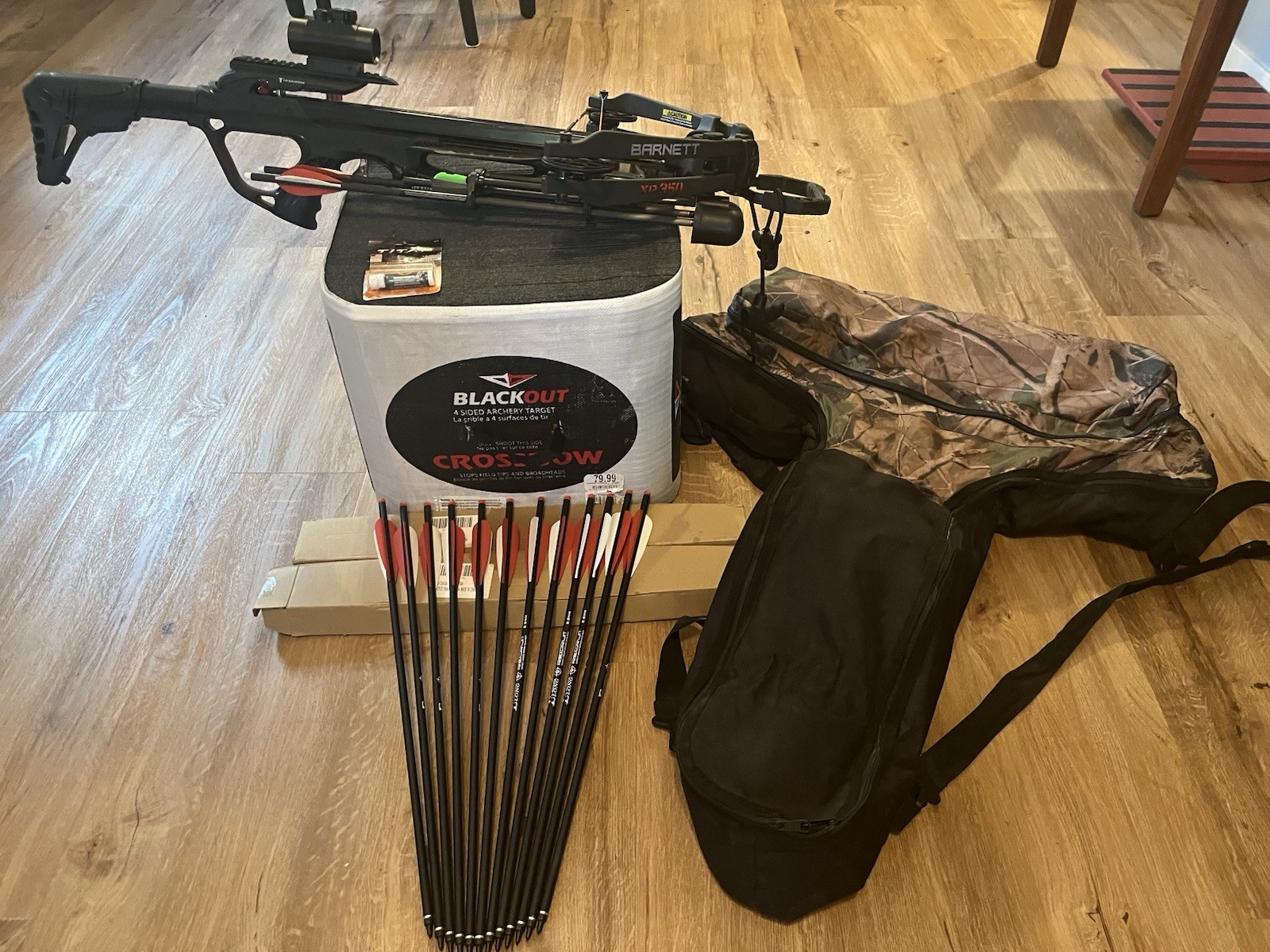 Burnett, Xp 350 Crossbow Plus 26 20” Arrows ,Target And Case