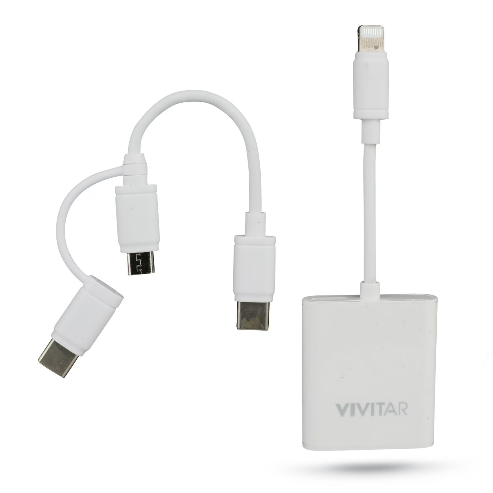 Vivitar Mobile SD MicroSD Card Reader USB-C Lightning Micro USB Adapter iPhone