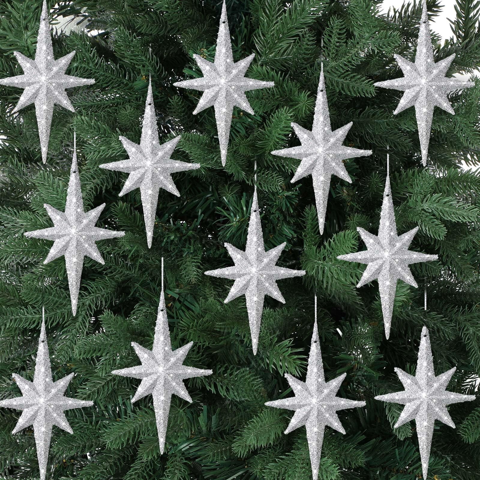 12 Pcs Christmas Bethlehem Star Ornament 4.72 x 2.95 Inch Star of Bethlehem C...