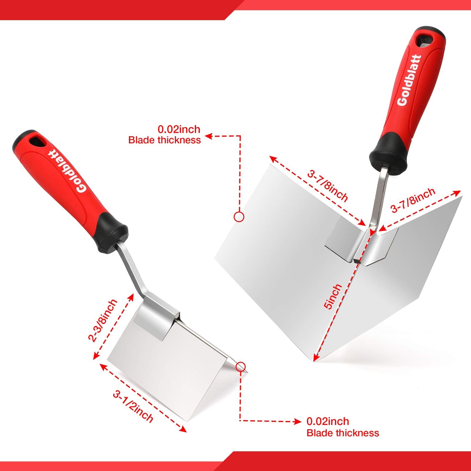 2-Piece Drywall Corner Tool Set - 5" Outside & 3.5" Inside Knives, Soft Grip Han