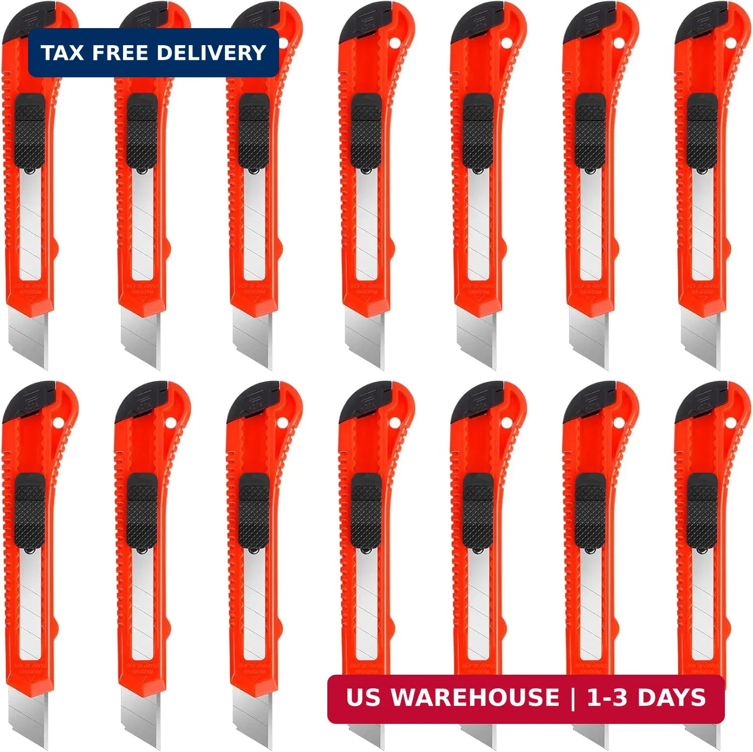 14 Pack Box Cutter Retractable, Box Cutter Knife with 18mm Wide Utility