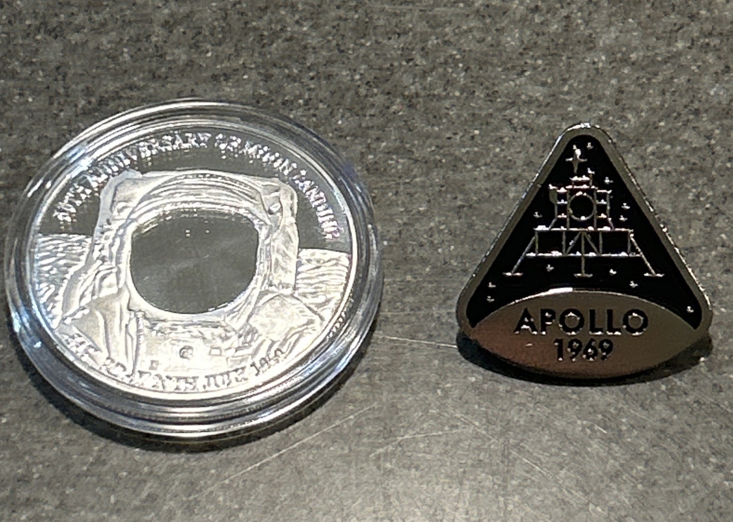 NEW NASA Lapel Pin Enamel & Silver Coin Lot 2 Commemorative Apollo 1969 50 Year