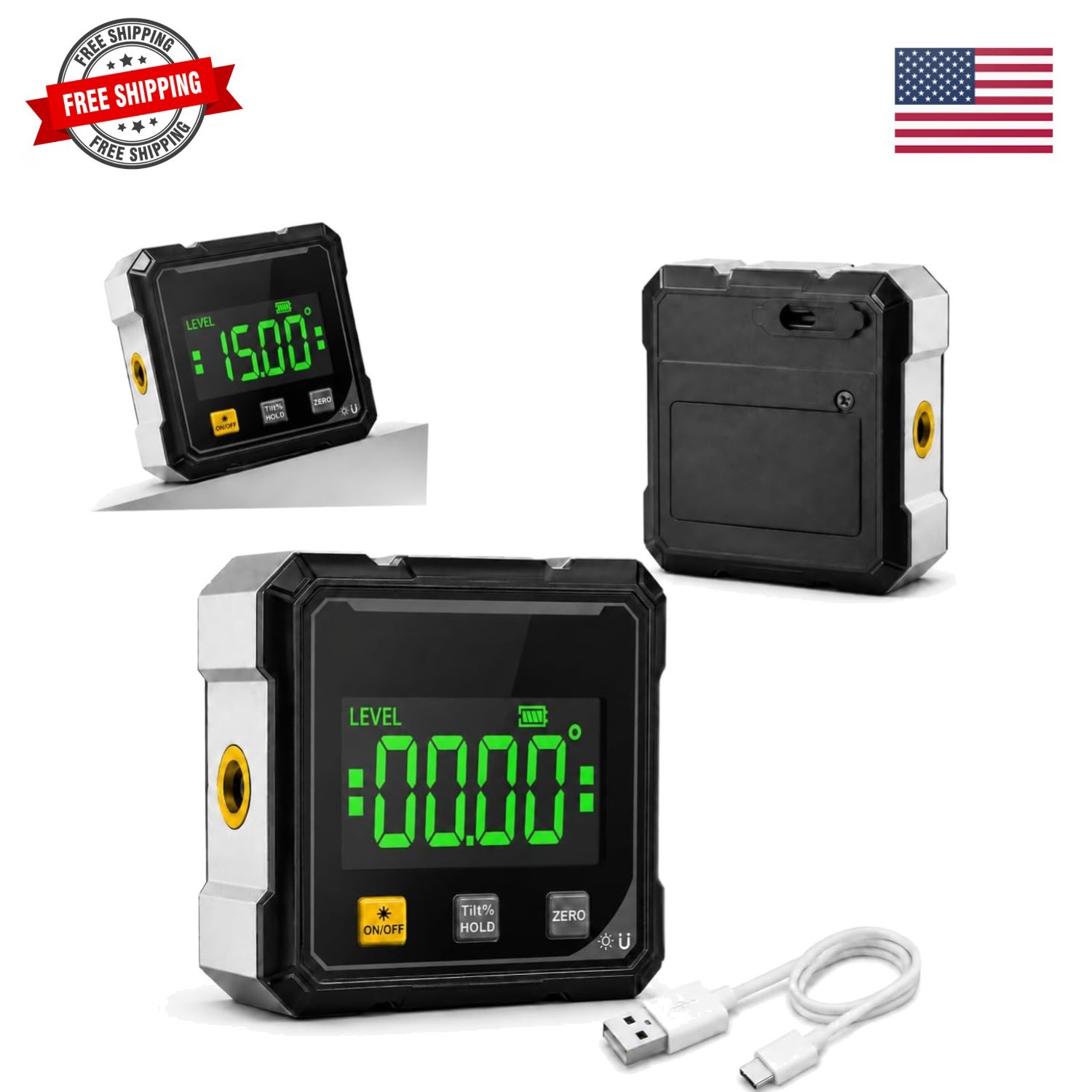 Digital Angle Finder with Memory Function, 4-Sided Magnetic Laser Inclinomete...