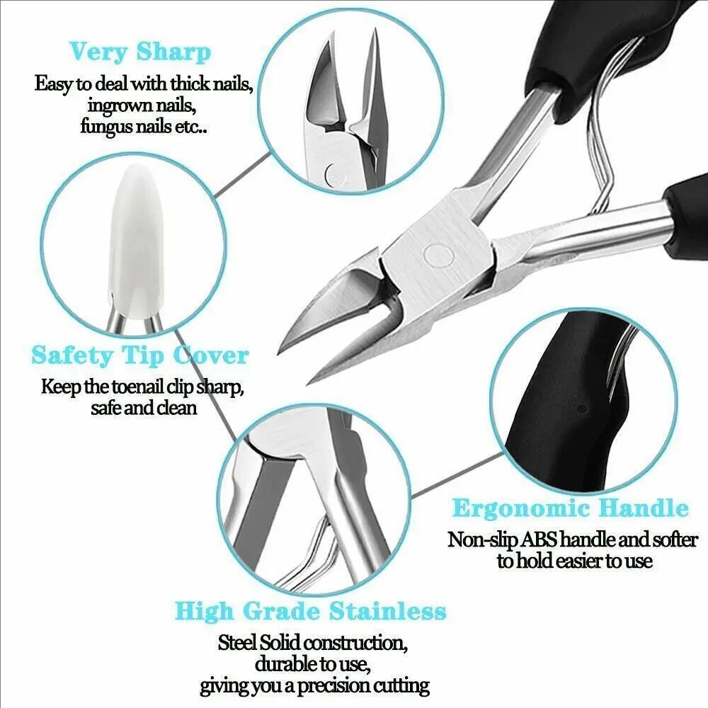 2PCS Stainless Professional Extra Large Toenail Clippers for Heavy Duty Toe Nail