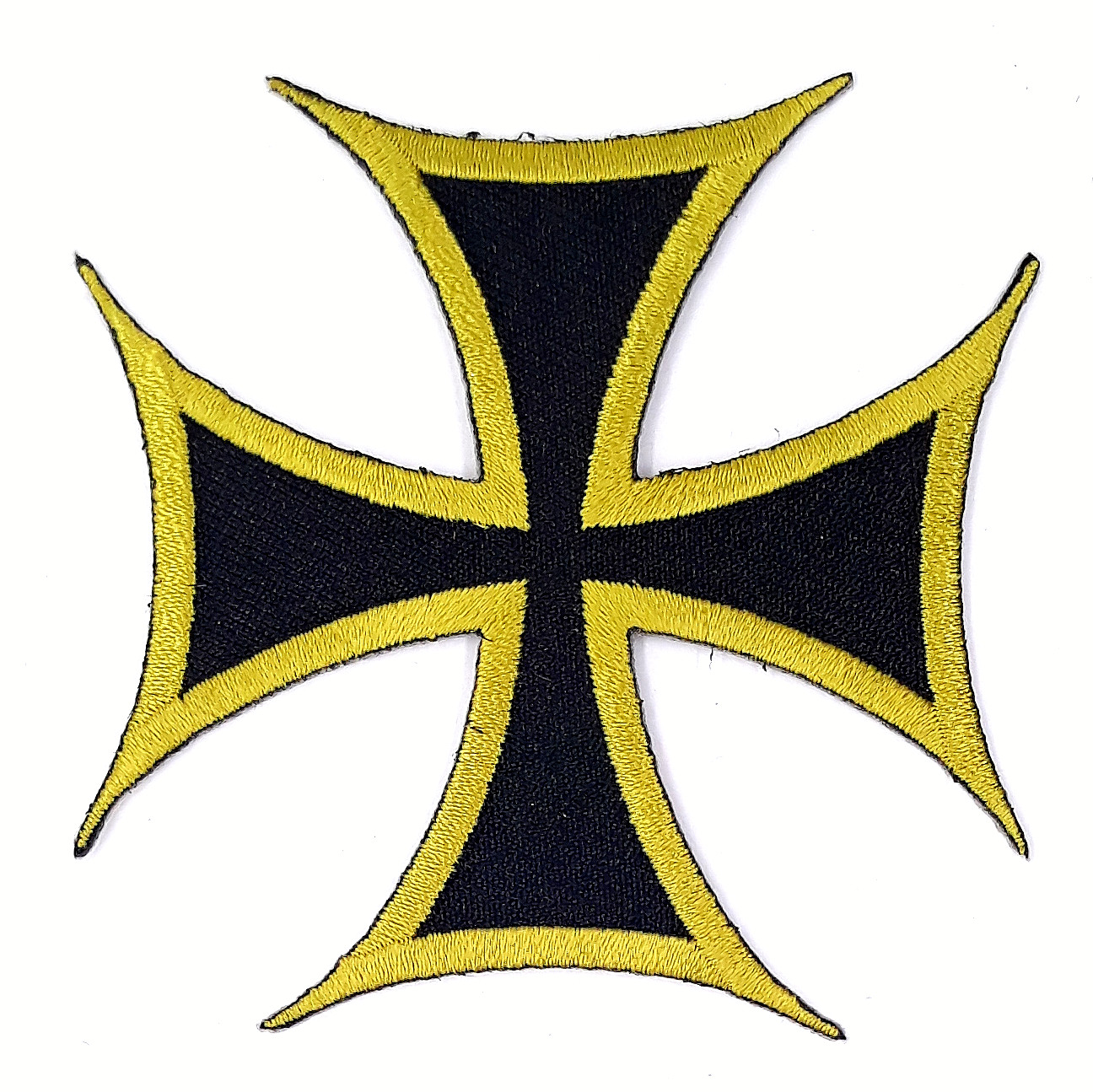 Iron / Maltese Cross Bronze Border Color Embroidered Patch 3"X 3"