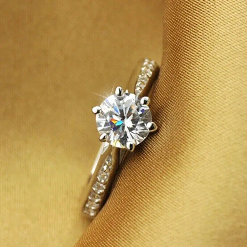 Lab-Created Round Cut 2.20 Ct White Diamond Engagement Ring 925 Sterling Silver