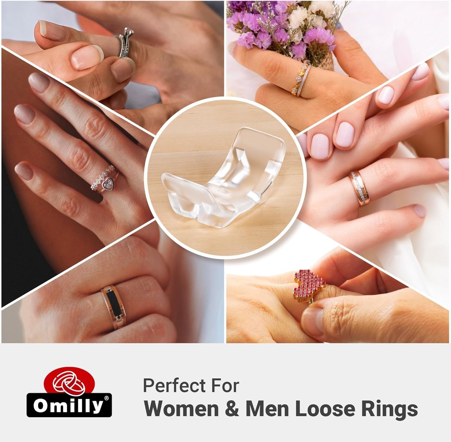 Omilly Ring Sizers for Loose Rings,8 Pack 8 Sizes Ring Guards,Silicone Ring S...
