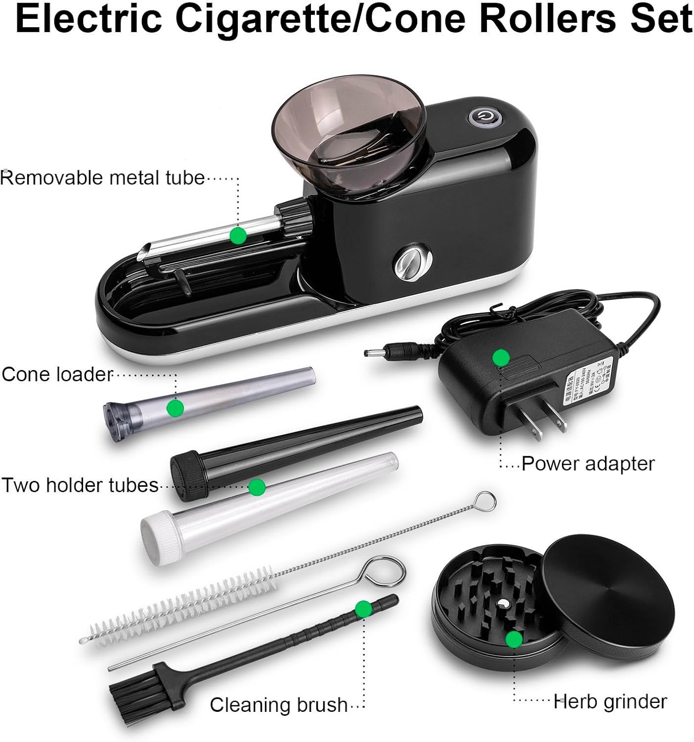 Electric Cone Rolling & Filling Machine with Grinder - Portable & Adjustable