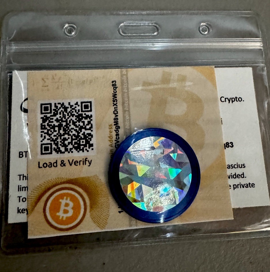 CryptoFreeze V2 Ser 2 unfunded Blue AUTOGRAPHED Casascius -bit coin Lealana