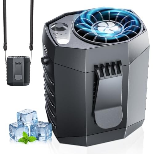 Portable Waist Fan, 9200RPM High Speed Wearable Fan, Mini Rechargeable Black