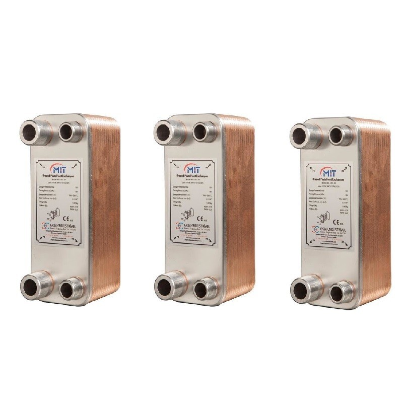 3x 14 Plate 3x8 Brazed Plate Heat Exchanger Water to Water  3/4"MPT 316L SS