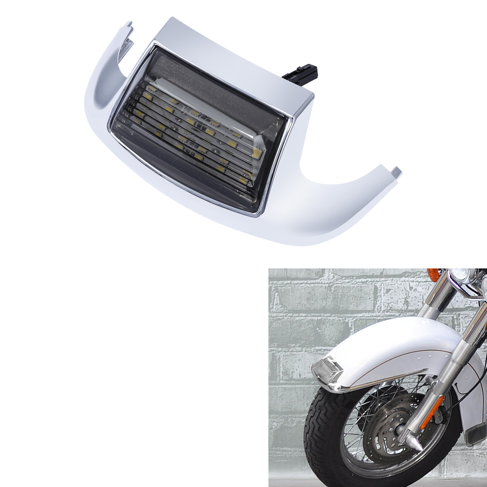 Front Fender Tip Light Smoke Lens Fit For Harley FLSTC Heritage Softail Classic