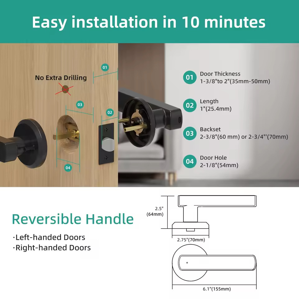 Viladepot Smar Fingerprint Door Lock App Control Passcode Unlock Electronic