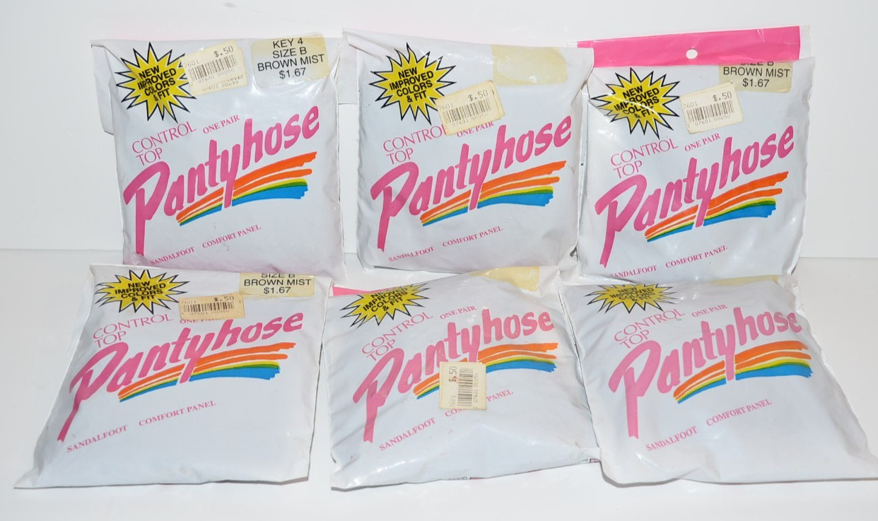 Vtg Kmart Pantyhose Panty Hose Lot Sz B Brown Mist packages props 80's 90's Y2K
