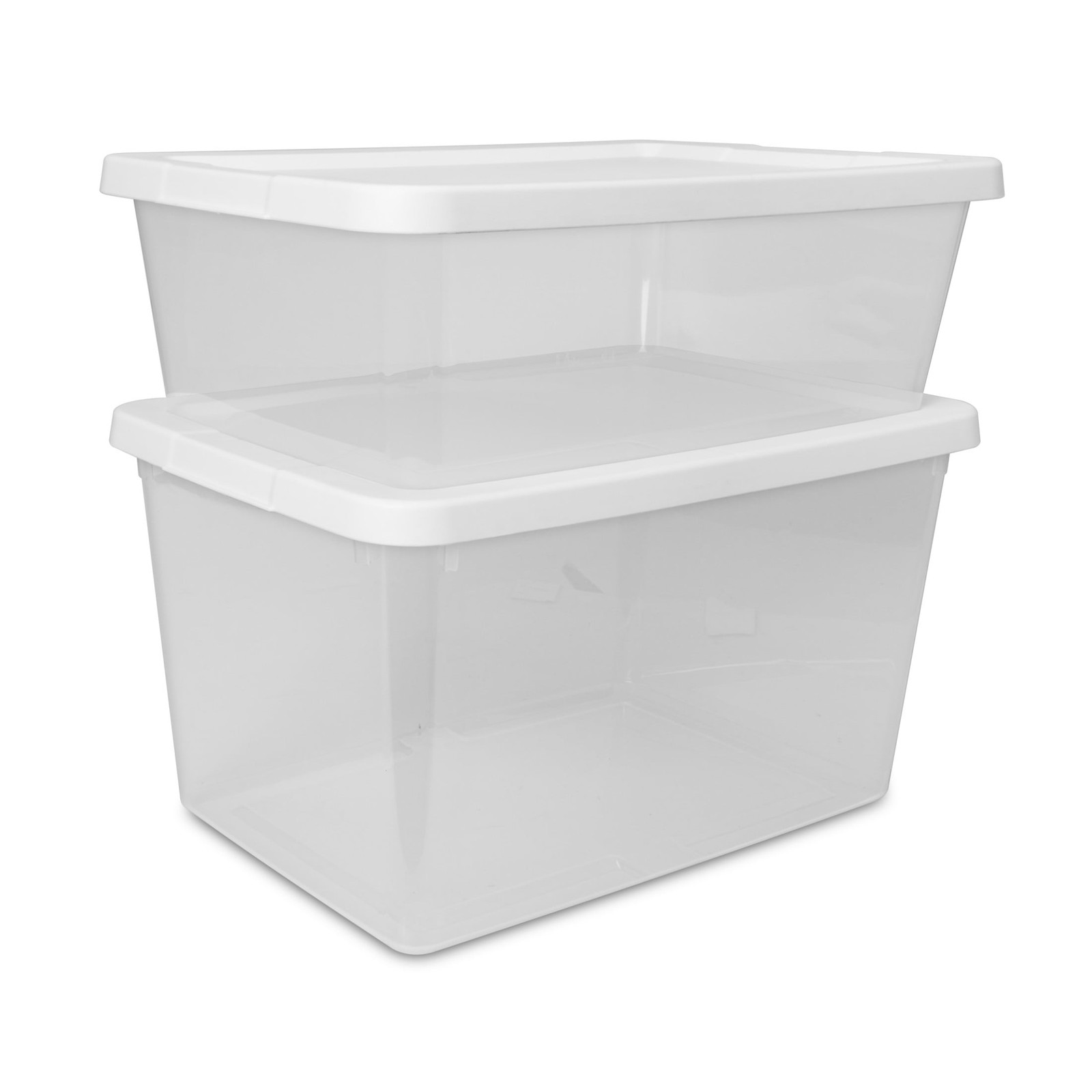 3-Pack 12 Quart Clear Storage Bins, Snap-On Lid, White