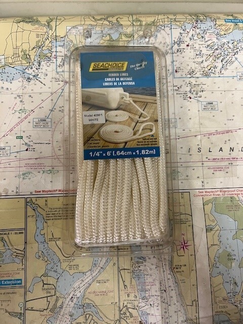 Seachoice #40901 White Fender Lines 1/4" x 6' (.64cm x 1.82m).
