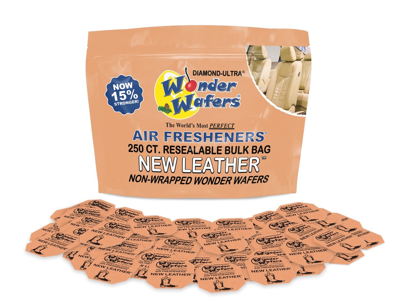 Wonder Wafers 250 New Leather Unwrapped Automobile Professional Air Fresheners
