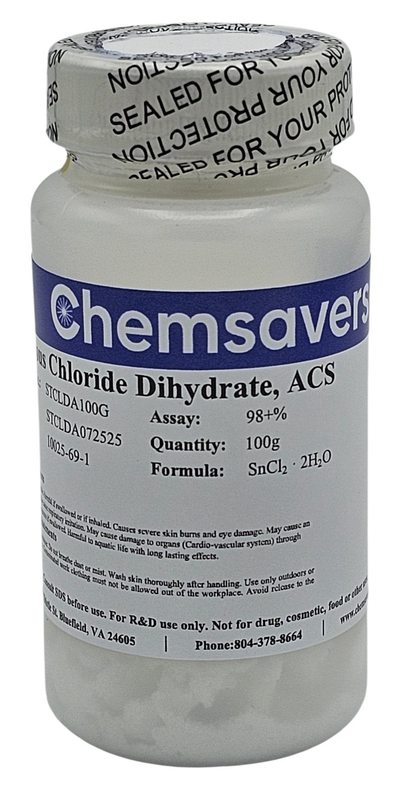 Stannous Chloride Dihydrate, ACS, 98+%, 100g