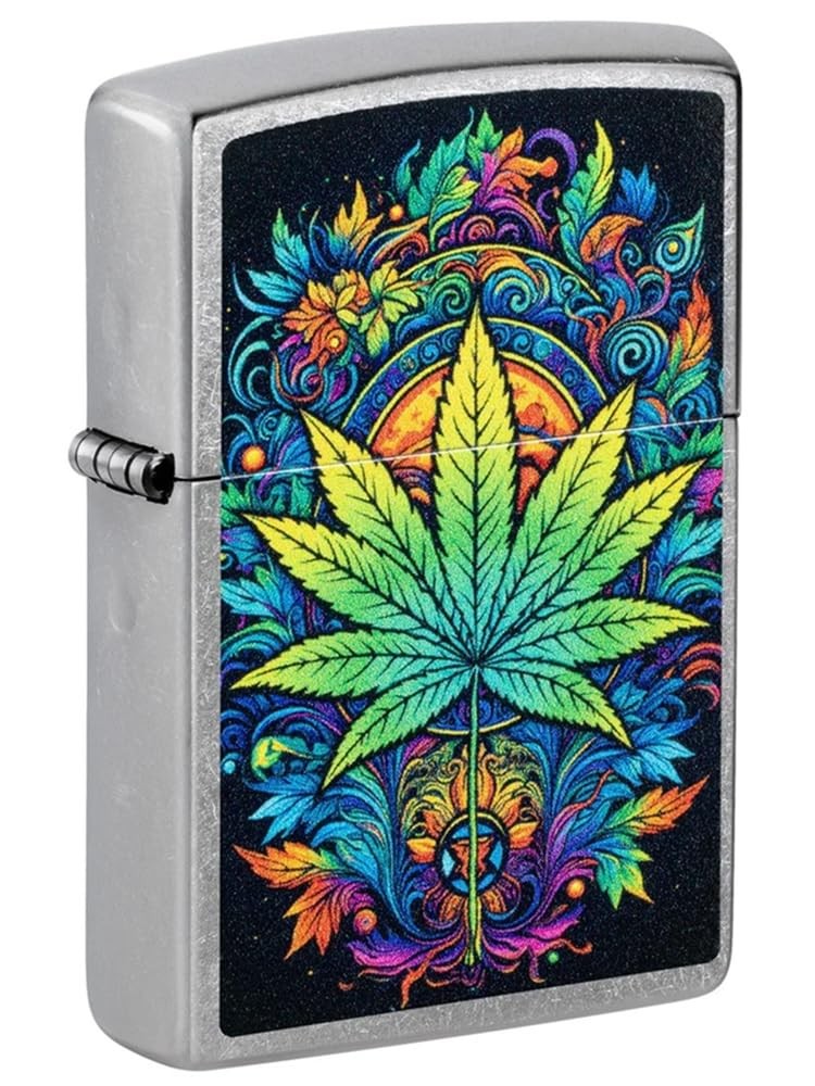 Zippo Lighter - Customized Message Captivating Weed Leaf - Street Chrome 46575