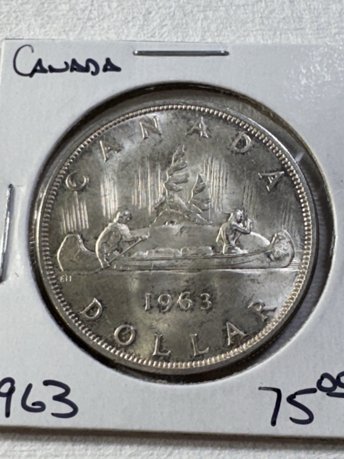 1963 Canada 1 Dollar Large Silver Coin Voyageur