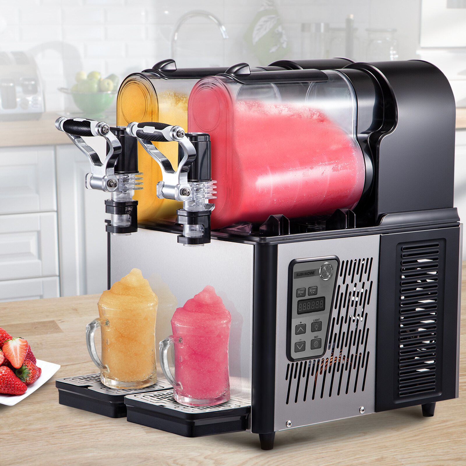 SIHAO 3Lx2 Commercial Slush Machine Smoothie Maker Slush Drink Automatic Clean