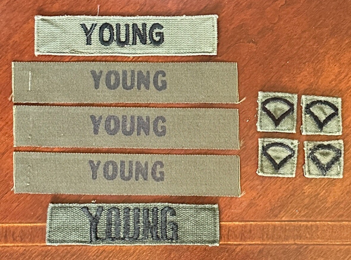 Vintage - MILITARY PATCH LOT - U.S. ARMY - (US ARMY Issued)  Name & Rank 9pcs