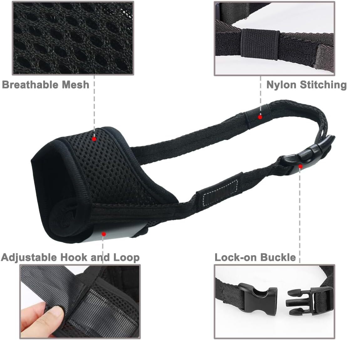 Dog Muzzle Anti Biting Barking and Chewing with Comfortable Mesh Soft Fabric ...