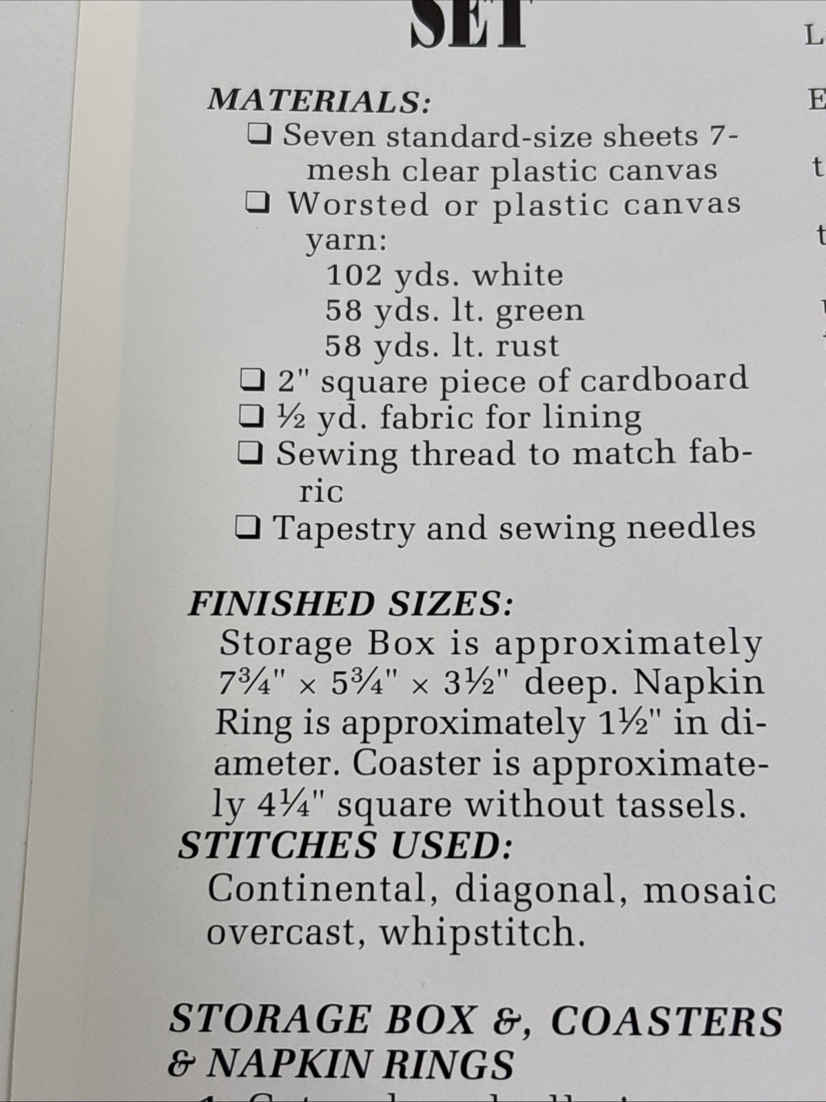 Dining Room Set Annie's Attic Plastic Canvas Pattern Page