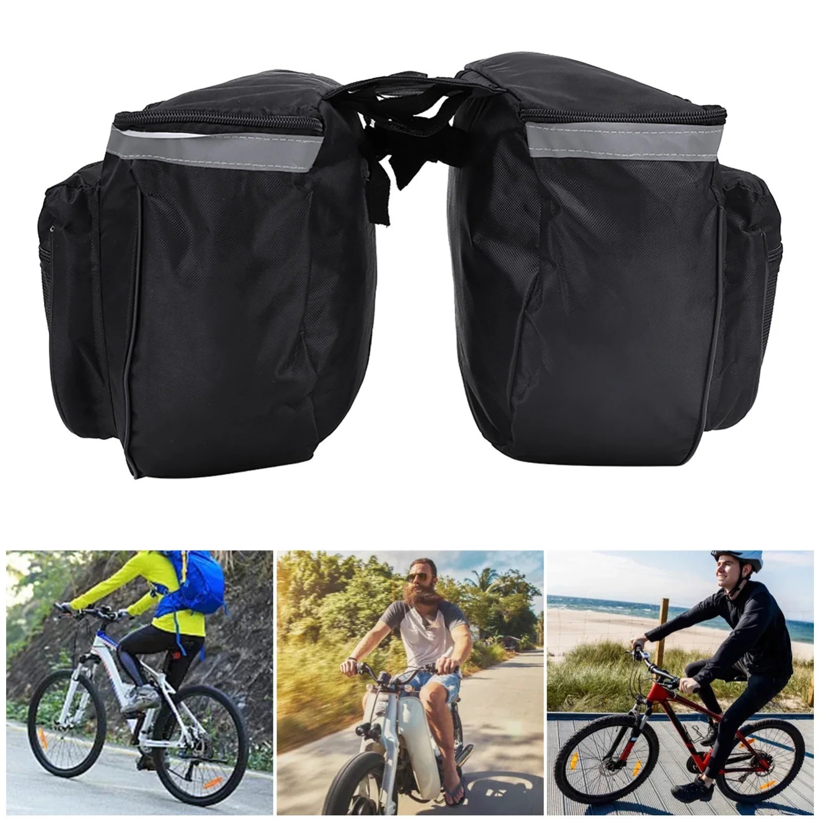 25L Waterproof Bike Rear Seat Pannier Bag Double Side Large Capacity Cycling Lug