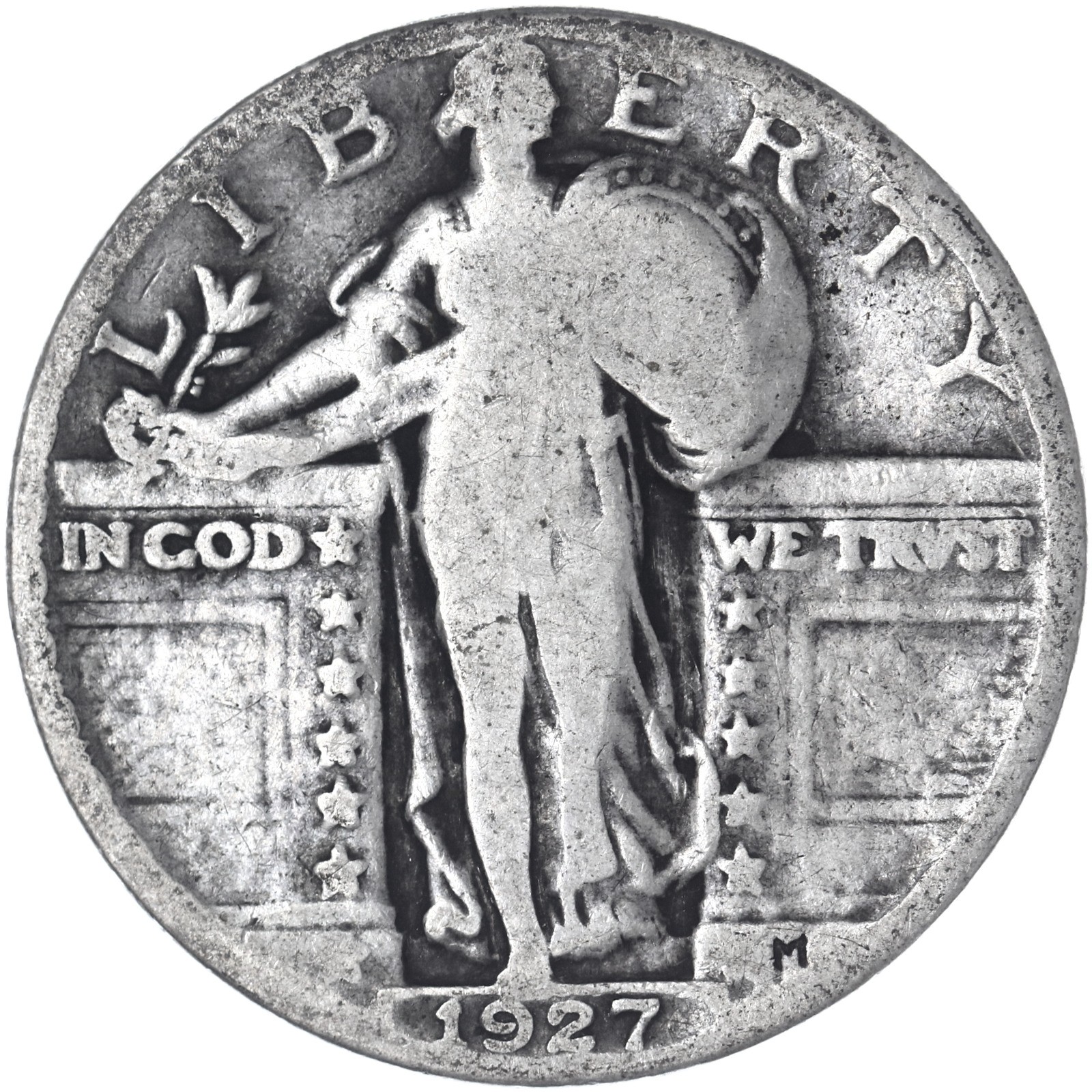 1927 (P) Standing Liberty Quarter 90% Silver Very Good VG See Pics A462