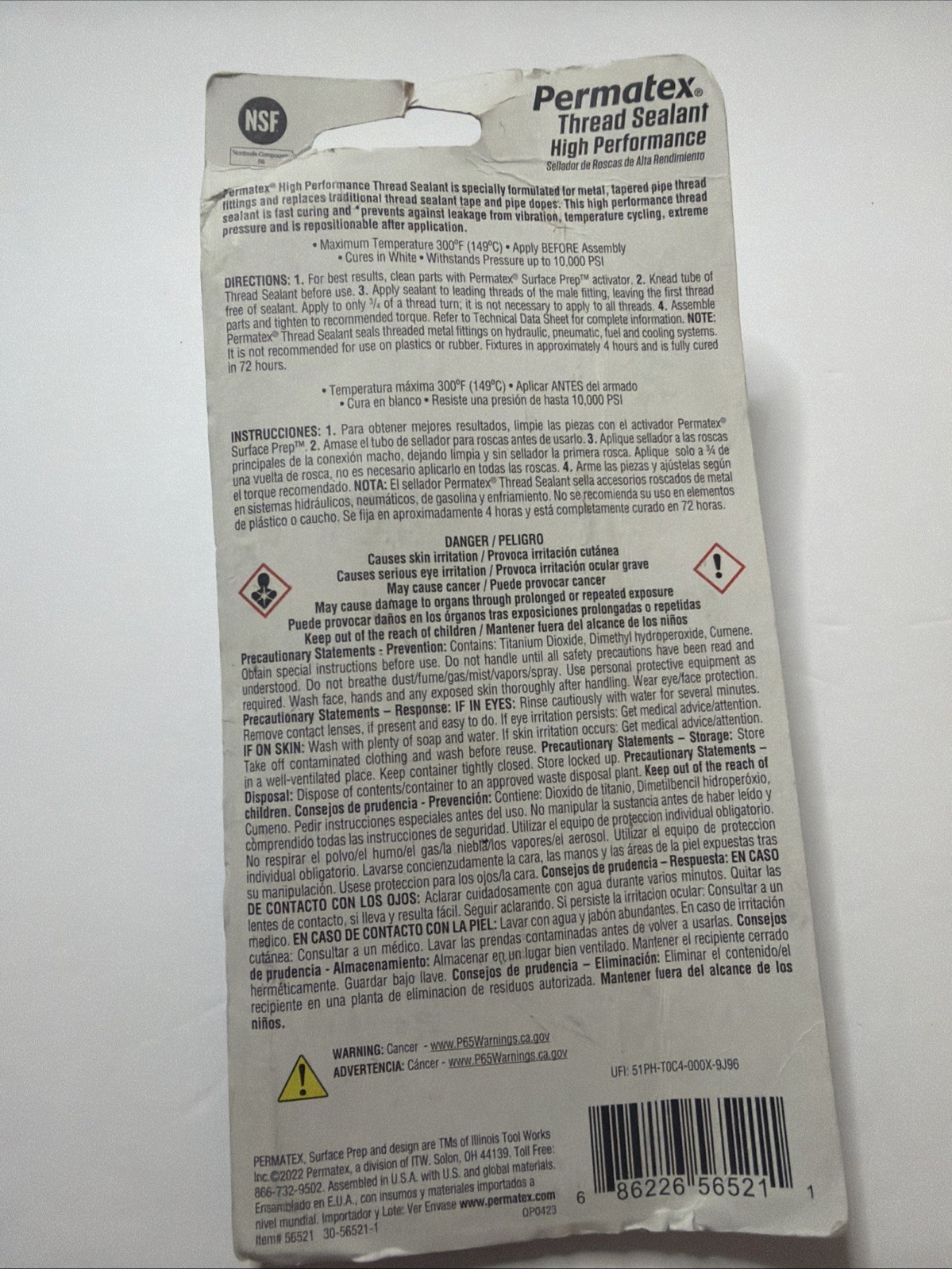Permatex 56521 High Performance Thread Sealant 50mL -New