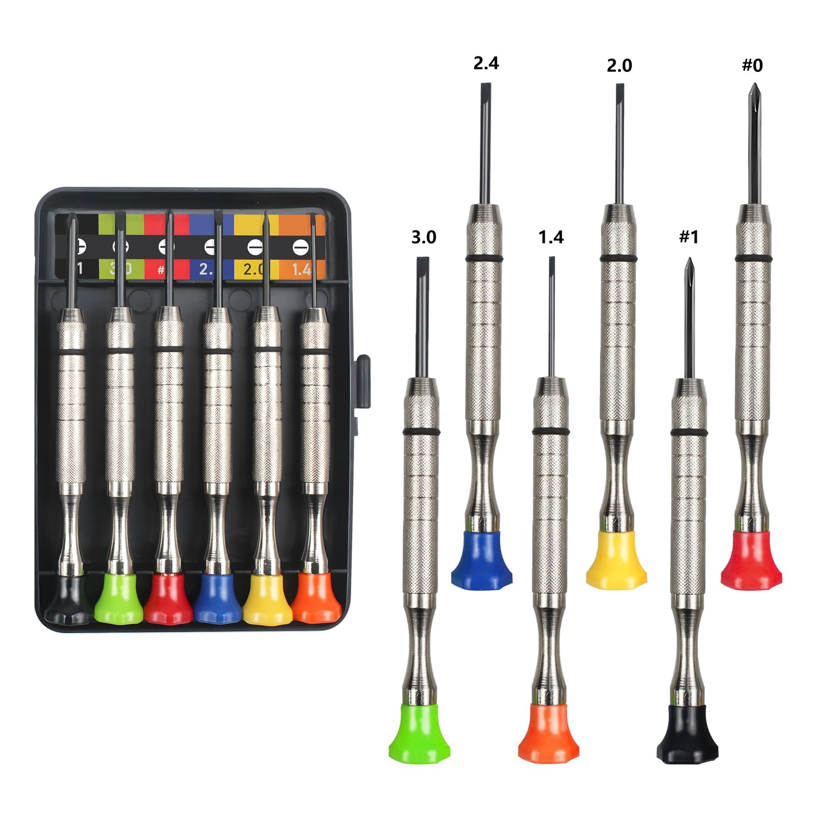 6Pcs Small Screwdriver Set -3pcs Flathead and 3pcs Phillips Micro Colorful