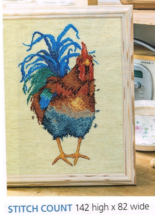 RAINBOW COCKEREL  CROSS STITCH PATTERN  ONLY  -  EQ  PYW