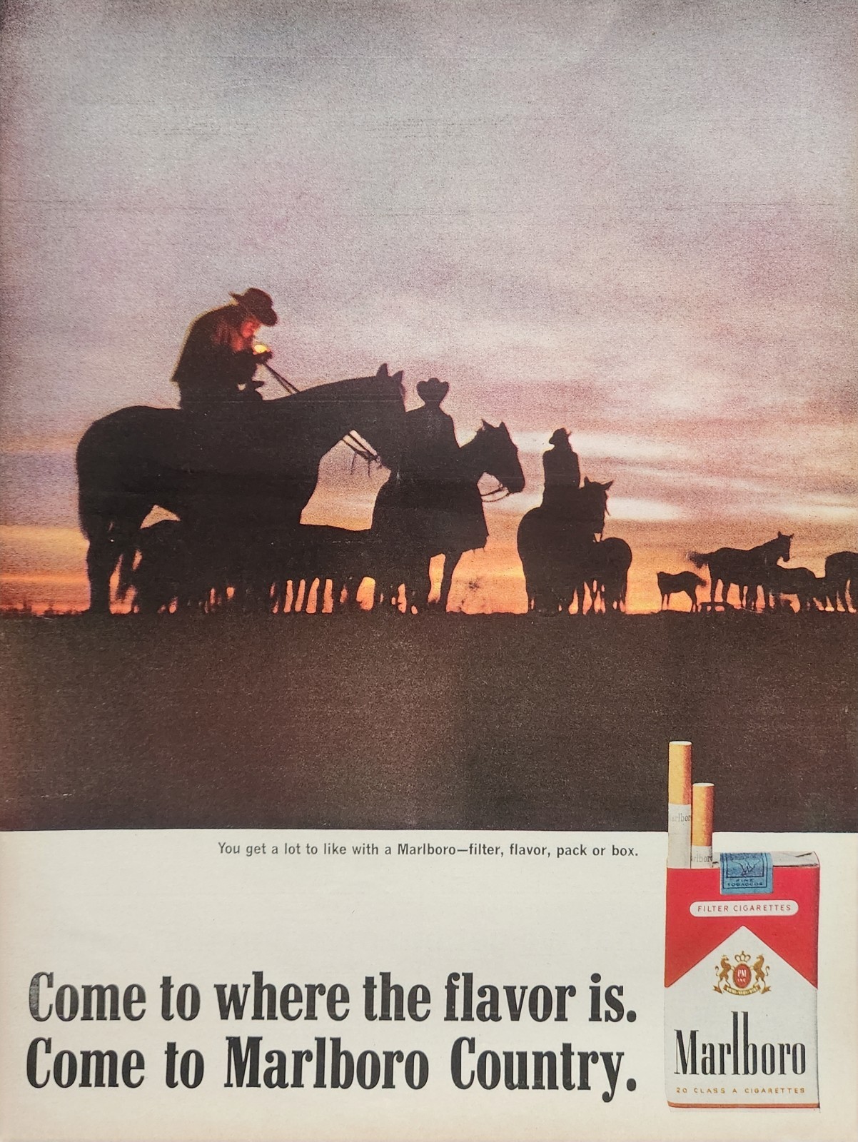 1966 Marlboro Cigarettes Print Ad Wall Art Decor Ephemera Where the Flavor is