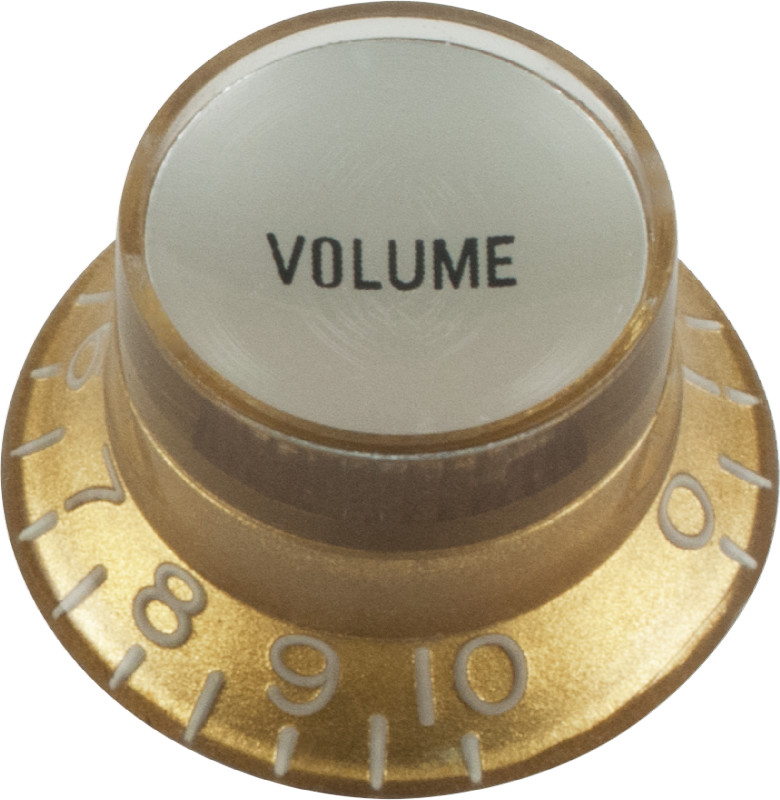 CE Top Hat Volume Control Knob, Gibson Style, Silver Cap, Gold, Single