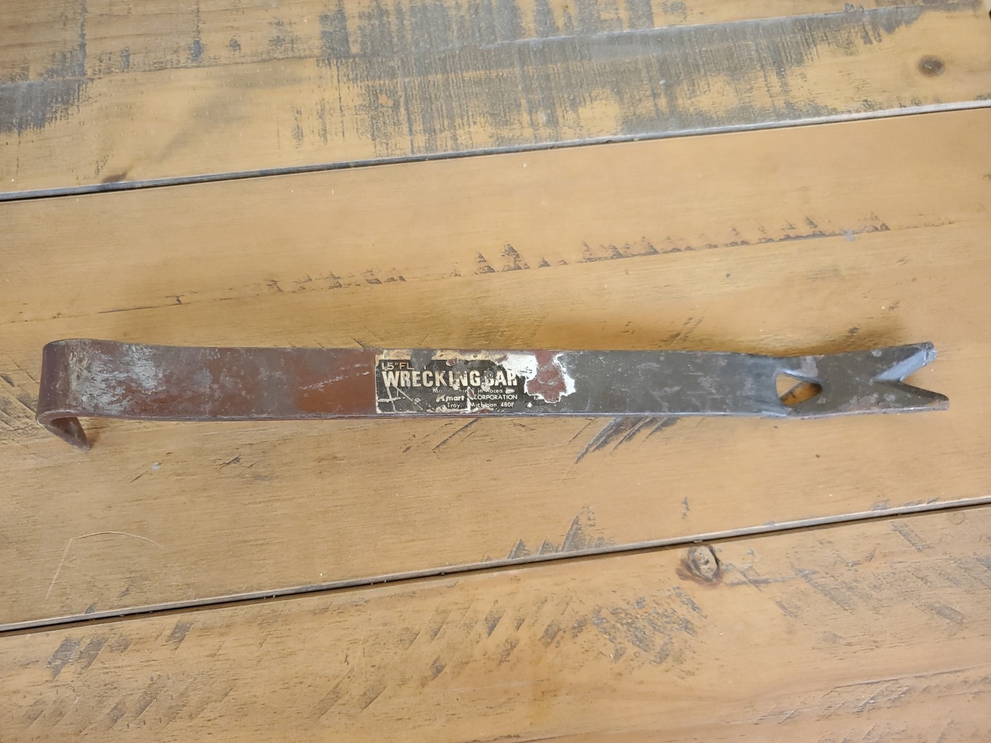 Vintage Kmart Corporation 15" Flat Wreckingbar Wrecking Bar Some Wear