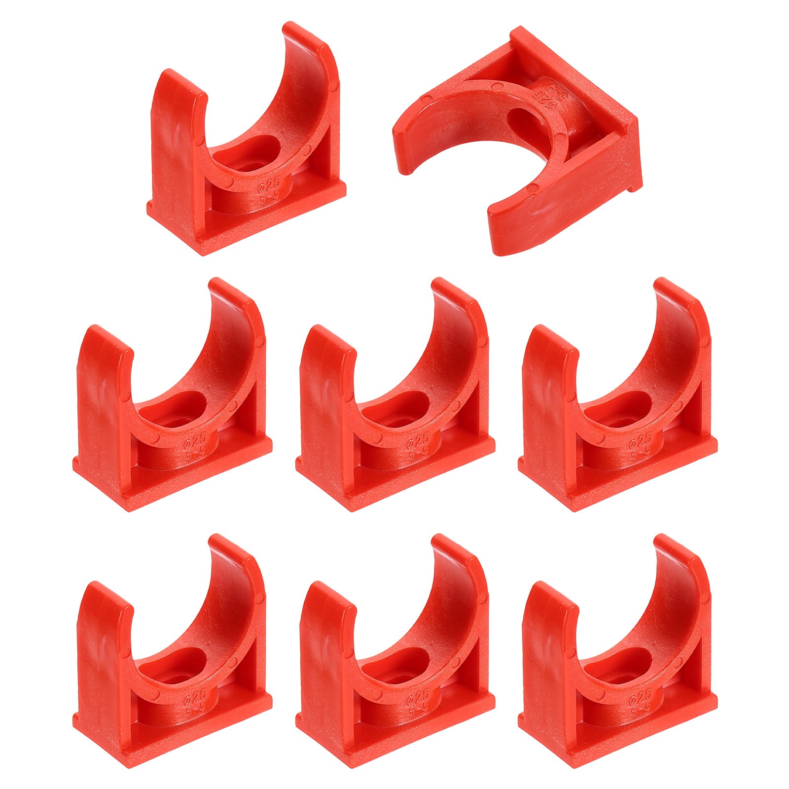 8Pcs PVC Water Pipe Clamps Clips, U-Shaped Holder Buckles for 25mm OD, Red