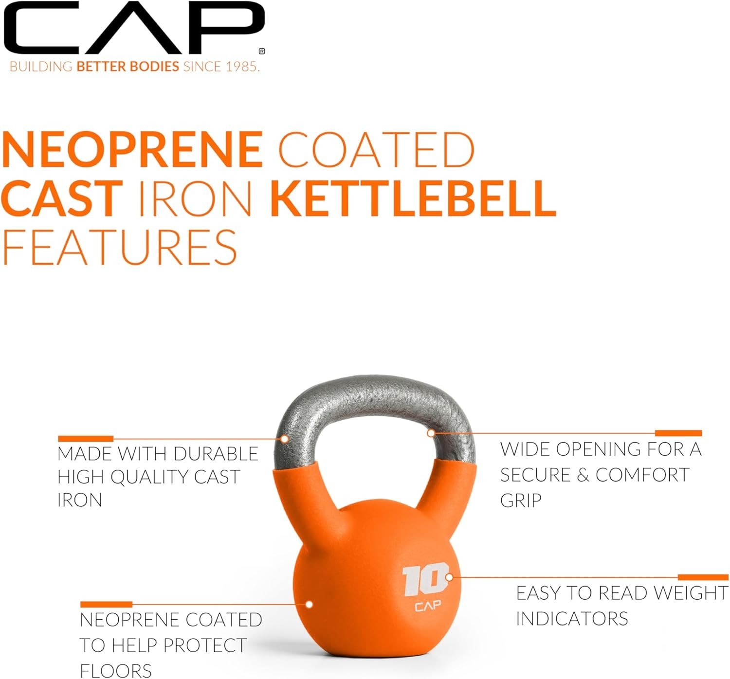 Cast Iron Kettlebell - Coated Options, Singles and Sets, Multiple Weight Choices