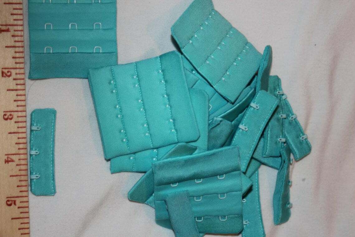 Lot 1 dozen pair bra replacement hook hooks light turquoise 3 rows