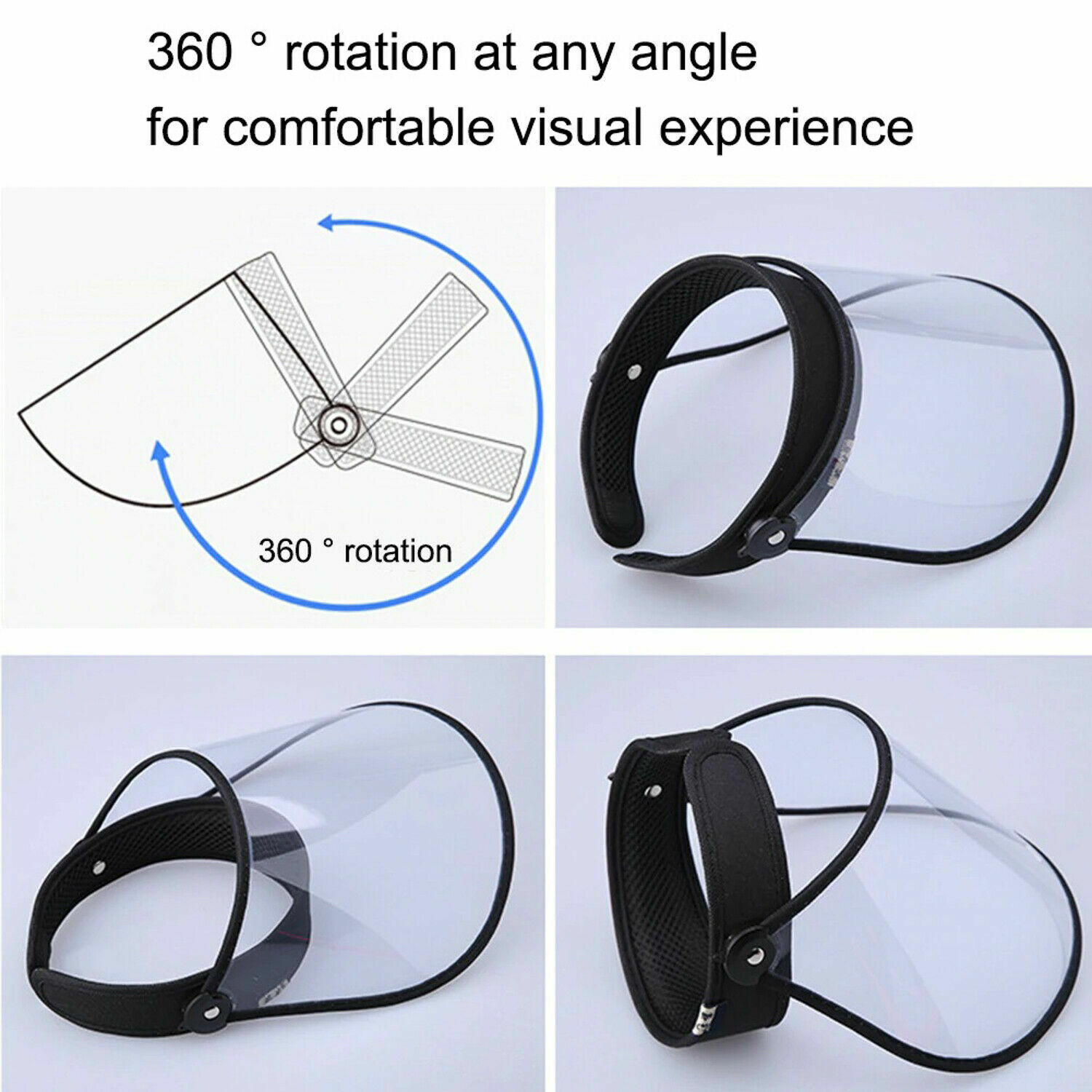 Clear Reusable Face Shield Visor Protection Adjustable Safety Visor Shield US