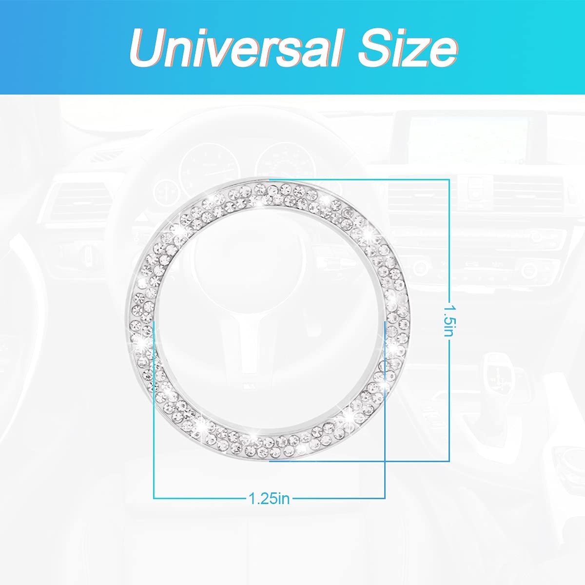 Car Bling Crystal Rhinestone Engine Start Ring Decals, 2 Pack Car Push Start ...