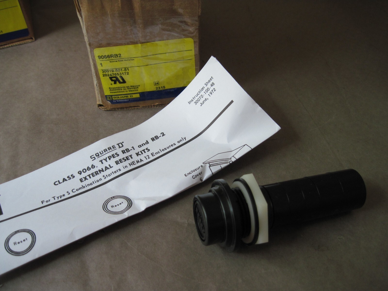 Square D 9066RB2 External Reset Mechanism, for Type S Starters in NEMA 12 Encl
