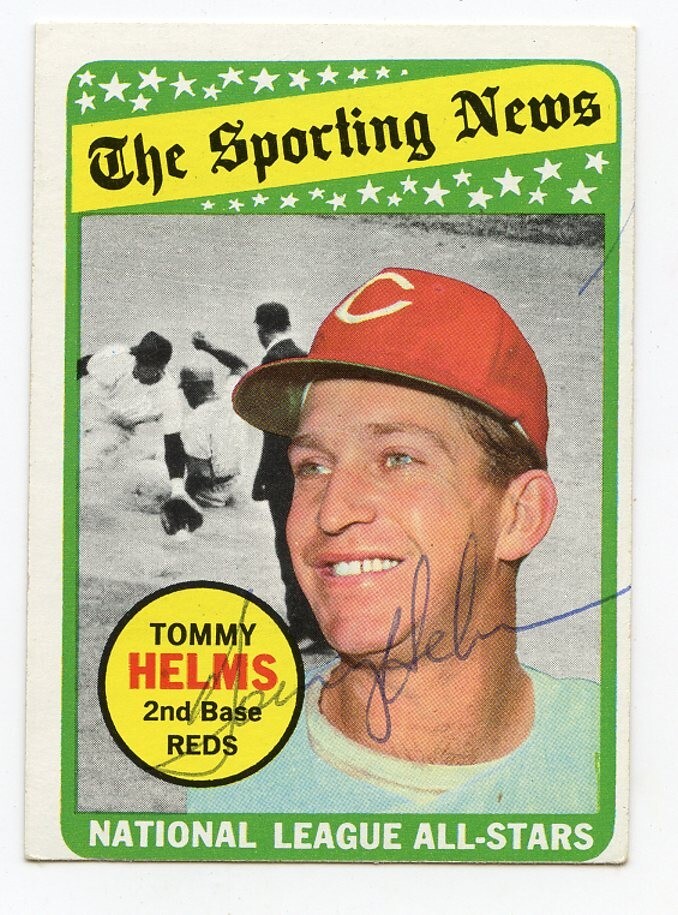 TOMMY HELMS  Signed 1969 Topps #418 All Star Reds Guaranteed Authentic KOA