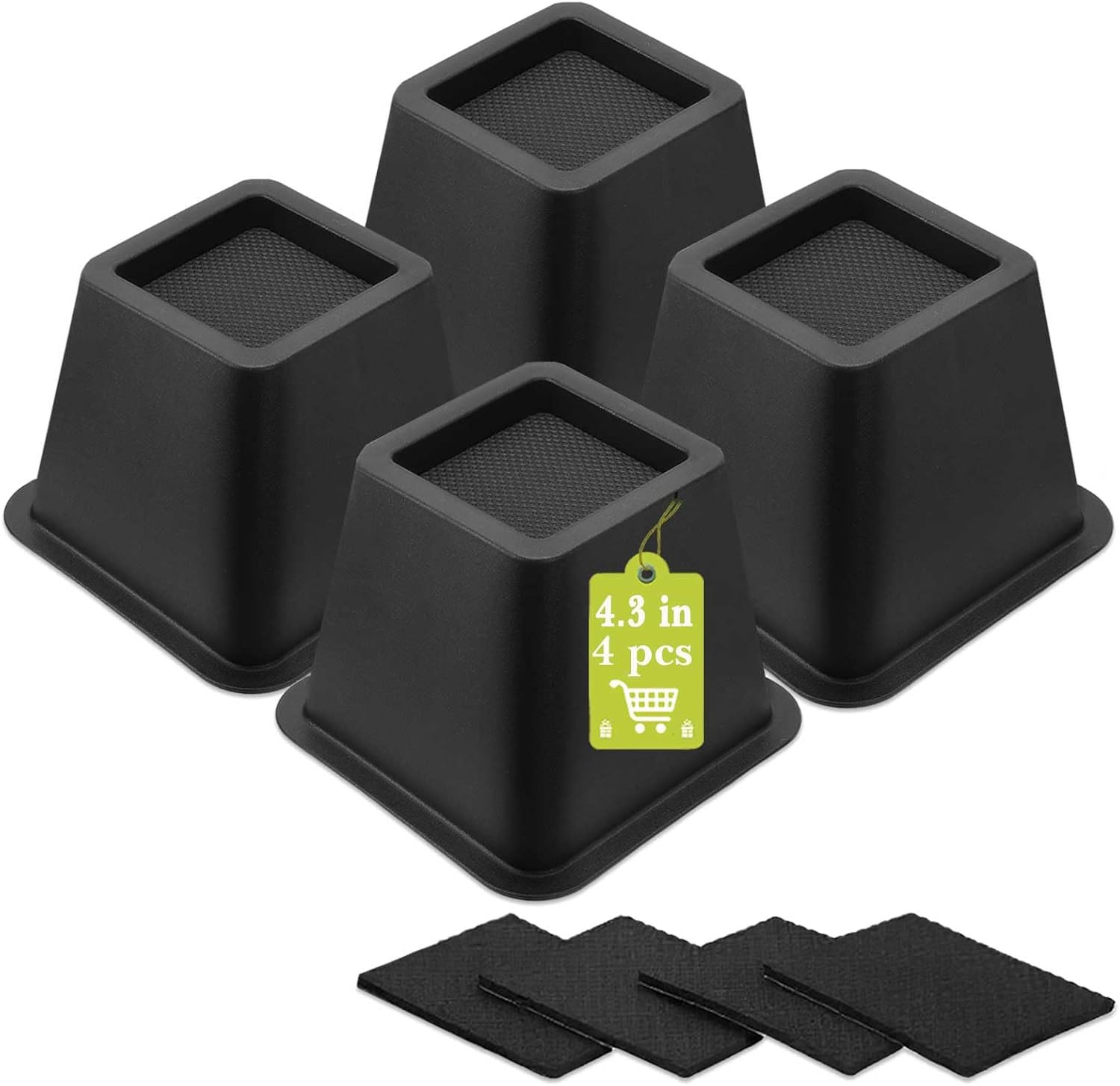 4 Pack Furniture Risers 4 Inch, Bed Risers Heavy Duty for Table Desk Couch