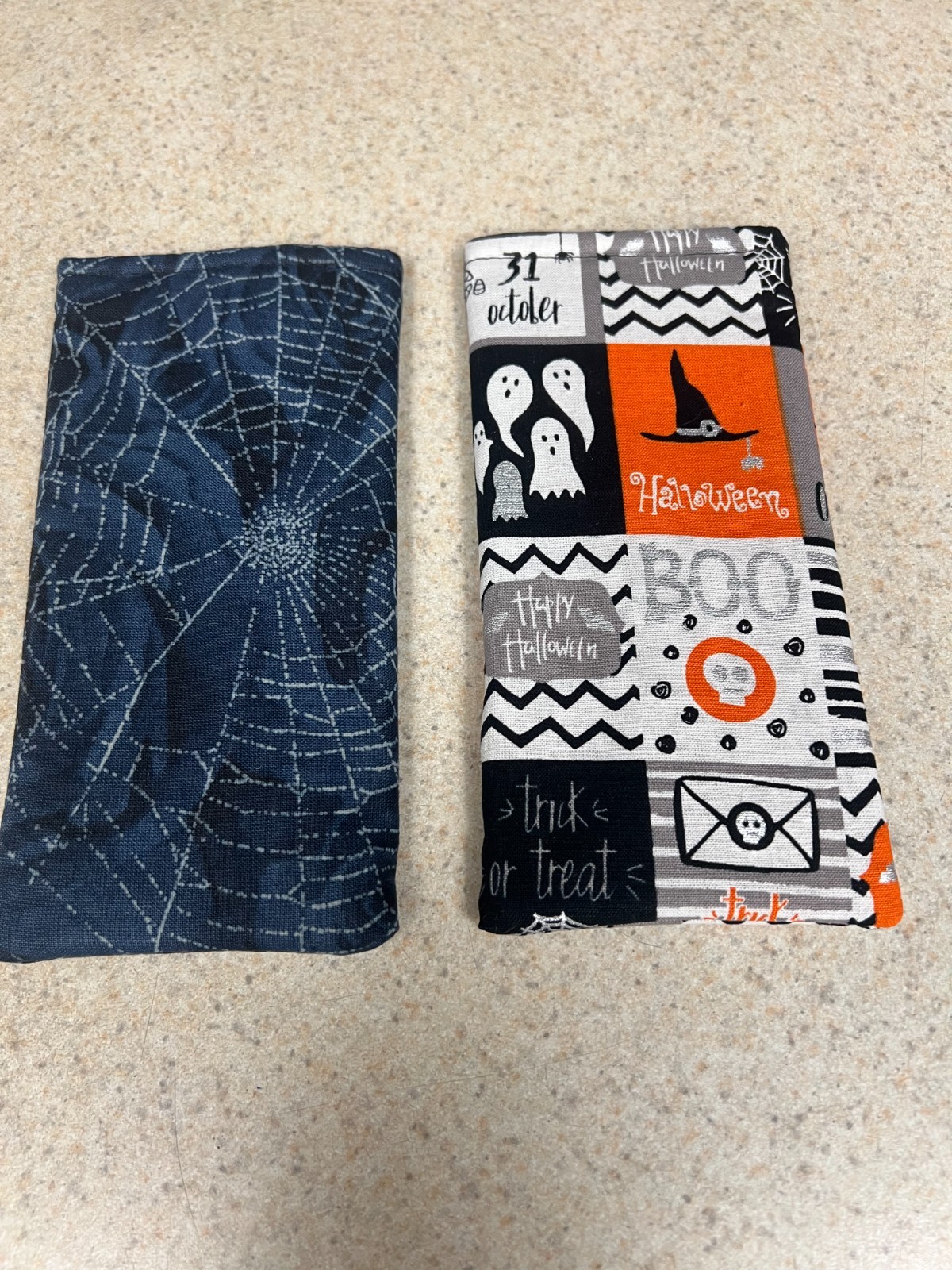 Sunglass / Eyeglass Fabric Cases - Spider Web on Blue & Halloween Squares