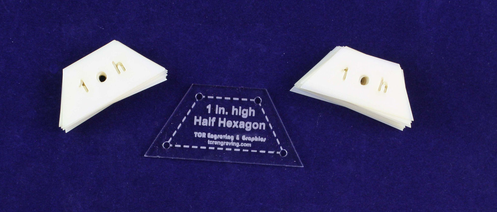 Mylar 1" High- Half -Hexagon- 51 Piece Set  - Quilting / Sewing Templates -
