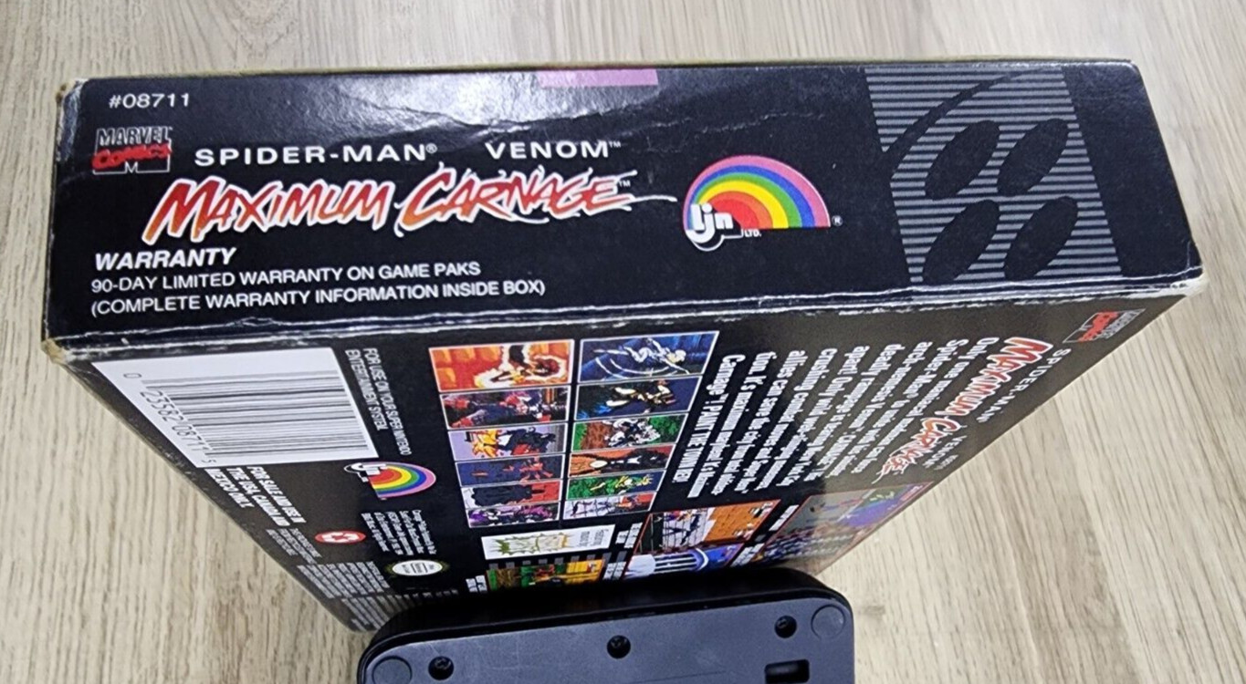USED AUTHENTIC BOX ONLY - NO GAME - NO MANUAL - MAXIMUM CARNAGE - SNES