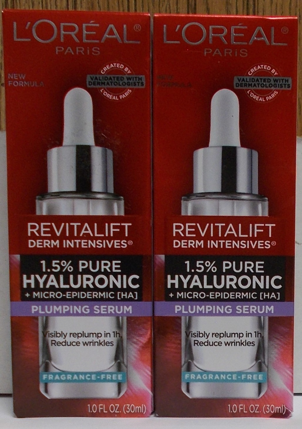 L'Oreal Revitalift Derm Intensives 1.5%  Hyaluronic Acid Plumping Serum Lot Of 2